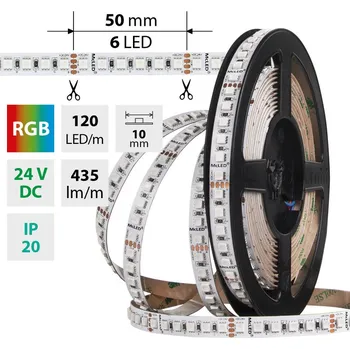 LED páska LED pásek SMD4040 RGB, 120LED/m, 14W/m, DC 24V, 435lm/m, IP20, 10mm, 50m