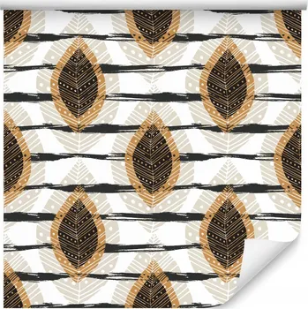 Fototapeta Tapeta do obýváku malované LISTY pruhy styl boho