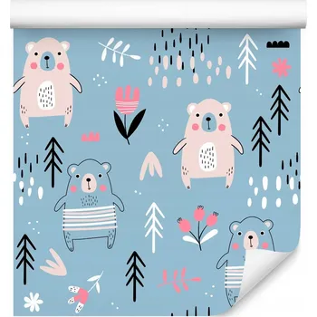 Fototapeta Dětská tapeta MEDVÍDCI Příroda Les Proužky Puntíky