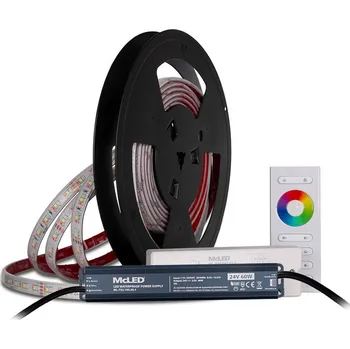 LED páska 3.A. Sestava LED pásek do sauny RGB 5m (+50cm kabel) + trafo + řízení (ovladač, přijímač)