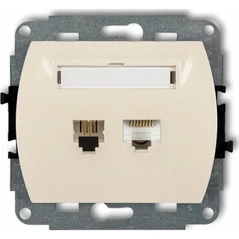 Elektrická zásuvka Internetová a telefonní zásuvka nástěnná Karlik béžová