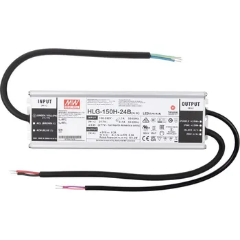 Napájecí zdroj pro osvětlení Napájecí zdroj Mean Well HLG-150H-24B, 150 W, DC24V/6,3A, IP67, kovové provedení, řízení 1-10V a PWM