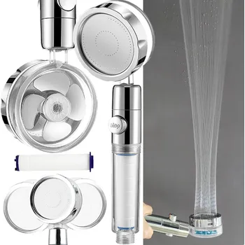 Sprchová hlavice Úsporná sprchová hlavice rotující dvojspirálová, stříbrná vrtule - SHOW-TRB