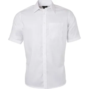 Pánská košile James & Nicholson Košile JN 684, mikro keprová, krátký rukáv COT02068400113-white 3XL Bílá