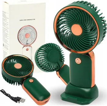 Vzduchotechnika KAPESNÍ VENTILÁTOR MINI RŮŽOVÉ ZLATO VĚTRÁK AKUMULÁTOR USB STOJÁNEK