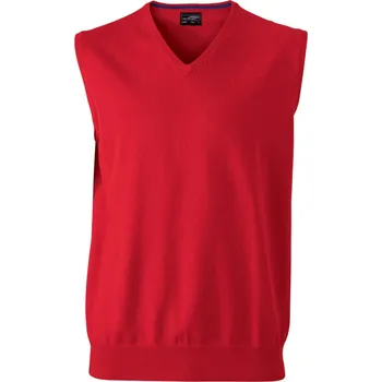 pracovní vesta James & Nicholson Vesta JN 657 s výstřihem do V, svetrová, pánská COT02065700405-red 2XL Červená