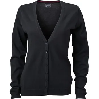 pracovní mikina James & Nicholson Cardigan JN 660 s výstřihem do V, dámský COT02066000200-black Černá XS