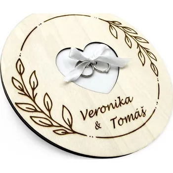 Svatební dekorace GRAVENO Svatební PODTÁCEK na prsteny - kulatý Jakou barvu?: Bílá