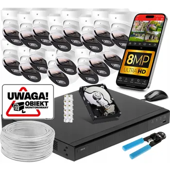 IP kamera Monitorovací sada Zintronic IKKP820LV1-16POE-16KAM-8TB