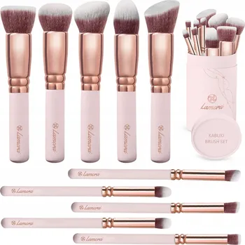 Kosmetický štětec Sada Štětců na make-up Kabuki, růžové zlato, 10 ks