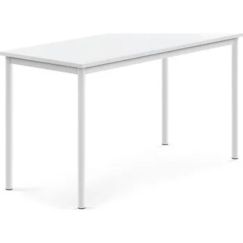 Jídelní stůl Stůl SONITUS, 1400x600x720 mm, bílé nohy, HPL deska tlumící hluk, bílá