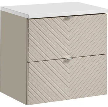 Policová skříň Závěsná skříňka pod umyvadlo Viva Cashmere s deskou 60 cm kašmír/bílá