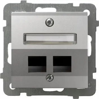 Elektrická zásuvka Ospel AS stříbrná - rámeček pro dvojitou Keystone zásuvku, šikmý GPK-2GS/