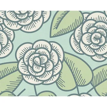 Obraz Tapeta na zeď MODERNÍ květiny mátová zelená