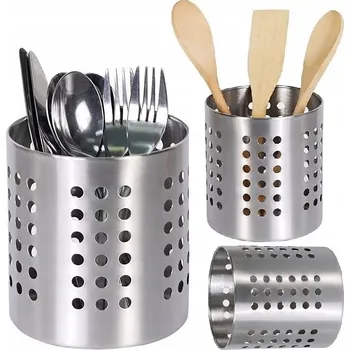 Příbor ODKAPÁVAČ NA PŘÍBORY NOŽE LŽÍCE STOJÍCÍ KOVOVÝ ZÁSOBNÍK ORGANIZÉR STŘÍBRNÝ