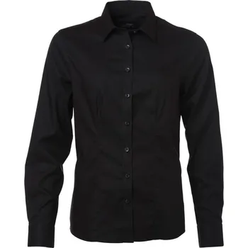 Pánská košile James & Nicholson Košile JN 681, dlouhý rukáv, dámská COT02068100204-black XL Černá