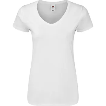 pracovní tričko Fruit of the Loom Tričko Lady-Fit Iconic 150 V-Neck T s výstřihem do V, krátký rukáv, dámské COT16144400100-white Bílá XS