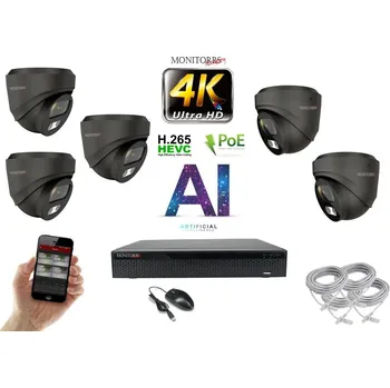 Kompletní kamerový systém Monitorrs Security 4K IP 5 kamerový set 8 Mpix GDome (6377K5) (Monitorrs Security)
