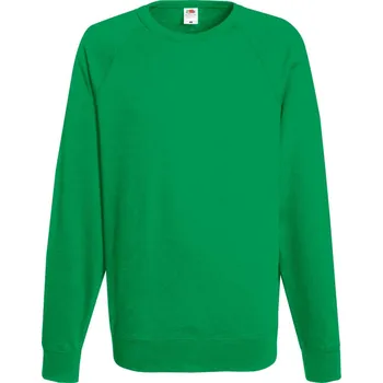 pracovní mikina Fruit of the Loom Mikina Lightweight Raglan Sweat, raglánová, pánská COT16213852003-kelly green L Zelená kelly