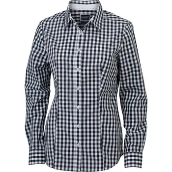 Pánská košile James & Nicholson Košile JN 616, popelínová, dlouhý rukáv, dámská COT02061698002-black/white M Černá/bílá
