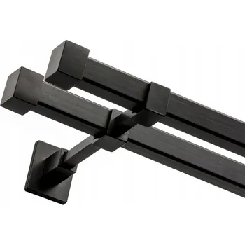 ELEGANTNÍ GARNÝŽ DVOJITÁ NA ZÁCLONY A ZÁVĚSY 340 CM, 20+20 MM, ČTVERCOVÉ GARNÝŽE