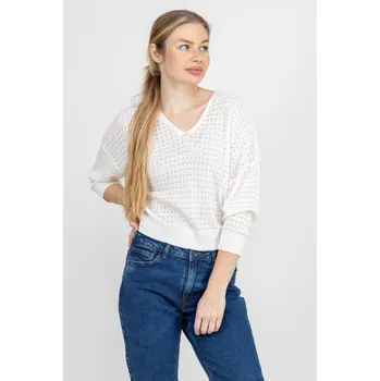 Dámský svetr Vero Moda dámský lehký svetr Newlexsun stitchy off white Velikost: M