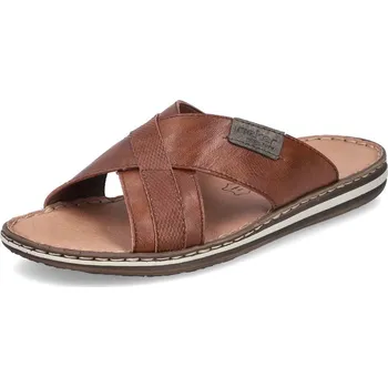 Pánské pantofle PÁNSKÉ PANTOFLE RIEKER 21082-24 HNĚDÁ Barva: HNĚDÁ, Velikost: 43