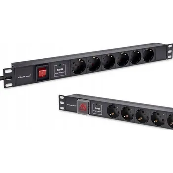 Rozvaděč Qoltec Hliníková Zásuvková lišta PDU do RACK 19'' 1U 16A 6xSCHUKO 1.8m
