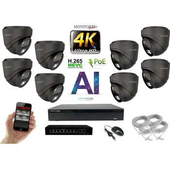 Kompletní kamerový systém MS 4K IP 8 kamerový set se switchem 8 Mpix GDome (6377K8B) (Monitorrs Security)
