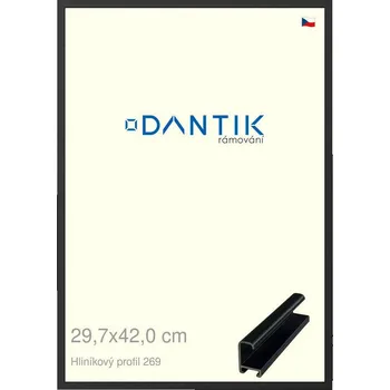 Rám na obraz DANTIK rámeček 29,7x42 | ALU profil 7269 Černá matná (Plexi Čiré) (Vyrobeno s láskou u nás v DANTIKU)