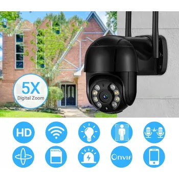 IP kamera Venkovní otočná IP Wi-Fi kamera 5x Zoom FHD 3MP s detekcí pohybu ČERNÁ