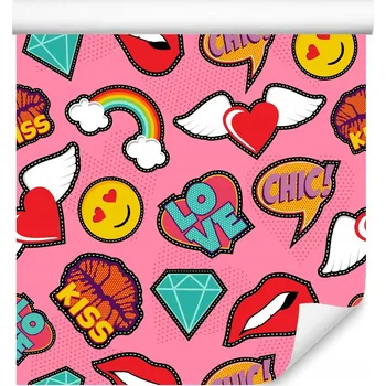 Fototapeta Tapeta pro mládež Barevné Veselé Emotikony Duha