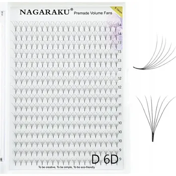 Umělé řasy Řasy NAGARAKU předpřipravené trsy 6D 0,07 D MIX 9-14 mm 320 kusů 16 proužků