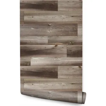 Tapeta Tapeta na zeď do ložnice hnědá Prkna dřevo