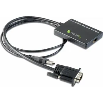 Redukce Adaptér AV Techly D-Sub (VGA) - HDMI + USB-A černý (301665)