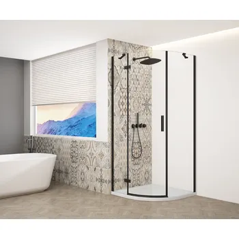 GELCO TRINITY BLACK čtvrtkruhový kout 900x900 mm levý, čiré sklo, GT6590CL-B