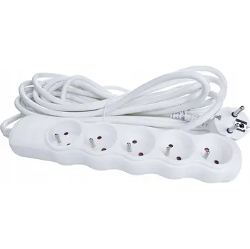 Napájecí kabel Prodlužovací Kabel přívod s lištou Rum-Lux 10 m 5 ks zásuvek bílý