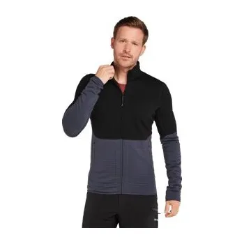 Icebreaker Mens 400 RealFleece Descender LS ZIP, Black/Graphite/cb