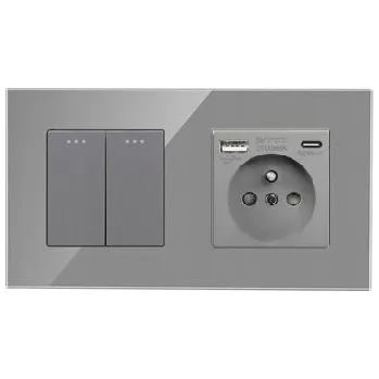 vypínač MECHANICKÝ DVOJITÝ SKLENĚNÝ KLÁVESOVÝ SPÍNAČ ZÁSUVKA USB-C