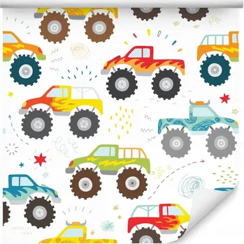 Fototapeta Tapeta pro děti – barevná vozidla, monster trucky