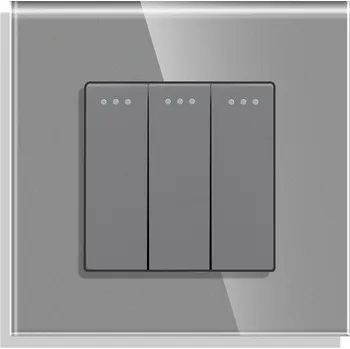 vypínač TROJITÝ SPÍNAČ SVĚTLA 3K SCHODIŠŤOVÝ KLÁVESOVÝ MECHANICKÝ SKLENĚNÝ