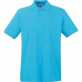 Pánské tričko Fruit of the Loom Polokošile Premium Polo, krátký rukáv COT16321816202-azure blue M Modrá azurově