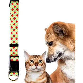 Obojek pro psa Látkový obojek SUMMER Pili pro psa kočku L Zelený Nastavitelný