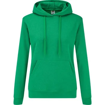 pracovní mikina Fruit of the Loom Mikina Classic Lady-Fit Hooded Sweat s kapucí, dámská COT162038t3900-retro heath XS Melír zelená retro