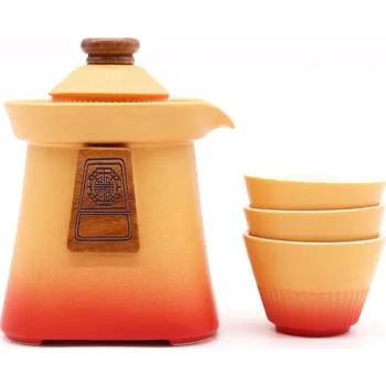 Konvice na čaj AWM Čajová Souprava Chrám a Tři Šálky - Oranžová Země 1ks
