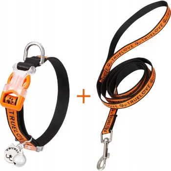 Obojek pro psa Oranžový obojek a vodítko pro kočky Truelove