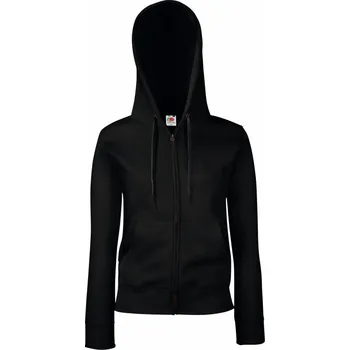 pracovní mikina Fruit of the Loom Mikina Premium Lady-Fit Hooded Jacket s kapucí na zip, dámská COT16211800202-black M Černá