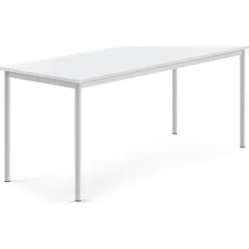 Jídelní stůl Stůl SONITUS, 1800x700x720 mm, bílé nohy, HPL deska tlumící hluk, bílá