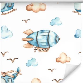 Fototapeta Tapeta pro děti STEROWCE Helikoptéra Mraky