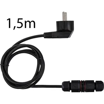 elektrický kabel Přívodní kulatý kabel 1,5m s úhlovou vidlicí, 3x1mm², černý, vč. kabelové spojky